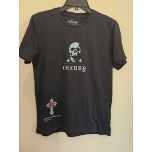 Taco‎ Tuesday Mens Luxury Skull Cross Rose Graphic T-Shirt Black Small